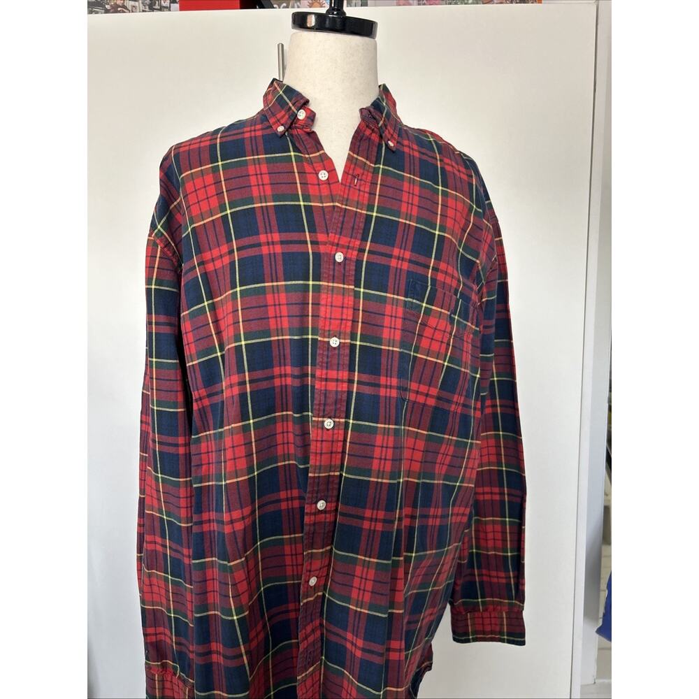 Ralph Lauren Classic Fit Plaid Button Down Shirt Mens 3XLT Tall Cotton #467